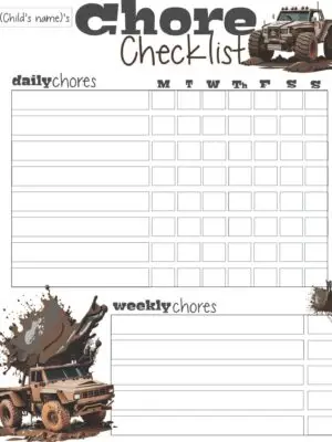 MONSTER TRUCK Chore Checklist