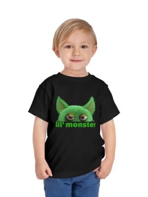 Lil' Monster Toddler Tee | Cute Green Fuzzy Creature Graphic Toddler T-Shirt