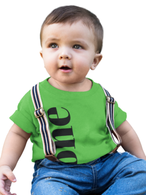 Vertical "one" Typography Infant Tee | Minimal First Birthday Infant T-Shirt