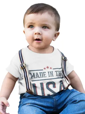 Made in the USA Infant Tee | Patriotic Baby Shirt, Vintage USA Graphic