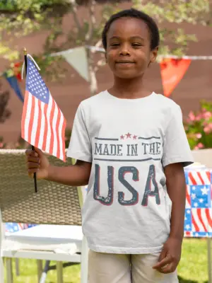 Made in the USA Toddler Tee | Patriotic Stars Stripes Toddler T-Shirt