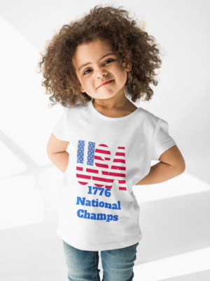 USA flag 1776 National Champs Toddler Tee | Patriotic Fourth of July Toddler T-Shirt