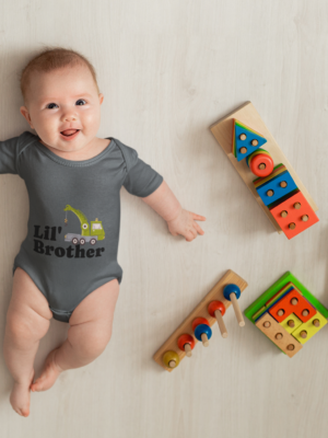 Lil' Brother Dino Crane Baby Onesie| Infant Onesie