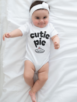 Cutie Pie with Pie Illustration Infant Bodysuit | Cute Baby Onesie