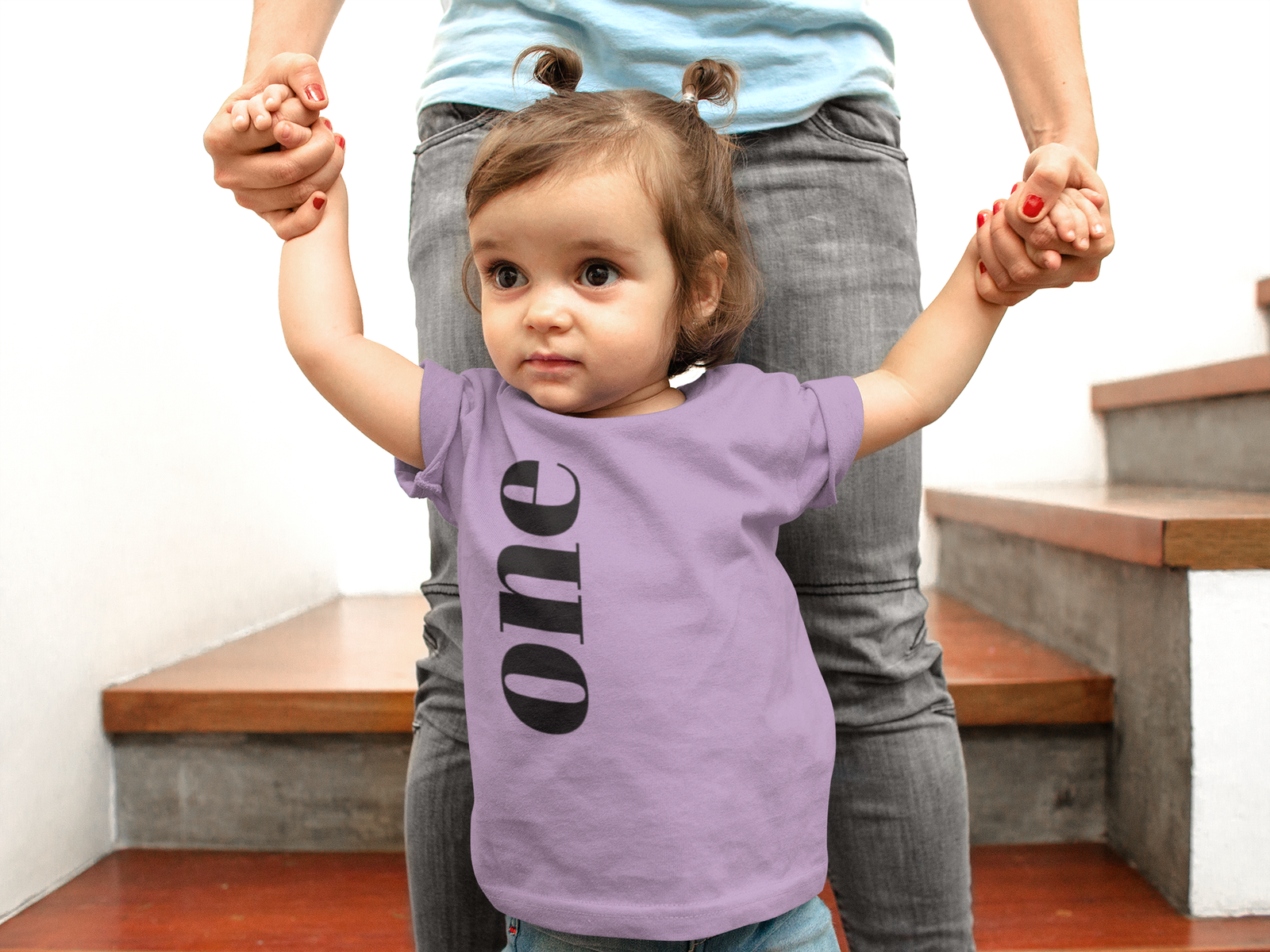 Vertical "one" Typography Infant Tee | Minimal First Birthday Infant T-Shirt - Image 2
