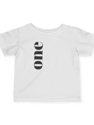 Vertical "one" Typography Infant Tee | Minimal First Birthday Infant T-Shirt