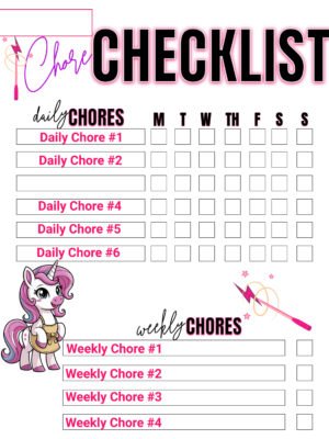MAGICAL UNICORN Chore Checklist